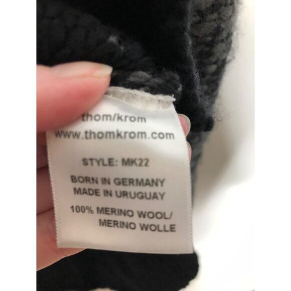 Thom Krom Sweater Womens Small Merino Wool Pullover Turtleneck Chunky Knit Gray - Picture 4 of 14